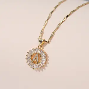 MEIITRUE Initial Letter Pendant Necklaces with Zircon Stones for Women, 14K Gold Plated Alphabet Necklace, Fashion Jewelry for Parties & Birthdays, Personalized Jewelry Gift