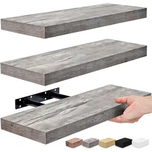 Floating Shelves for Wall, Bathroom Shelves Wall Mounted for Kitchen, Bedroom, Bathroom Storage Over Toilet, Hanging Book Shelf for Wall Home Decor Living Room (Gray, 3 Pack)