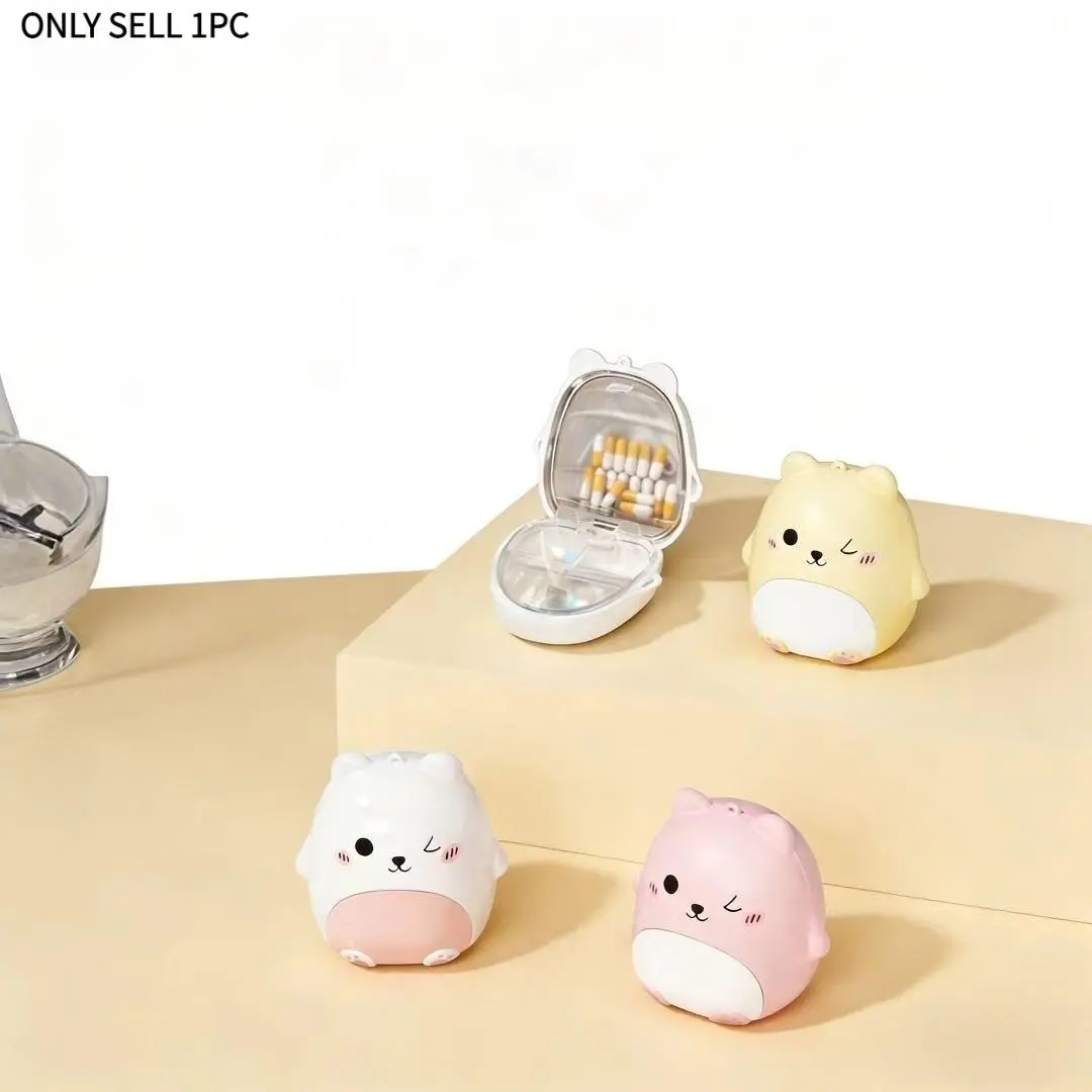 Cute Smiling Bear Medicine Box/jewelry Box, Medical Organizer, Vitamin Organizer, Supplement Organizer, Large Capacity, Sealed Compartments, Marked Divisions, Travel Portable, No Medicines Included