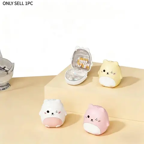 Cute Smiling Bear Medicine Box/jewelry Box, Medical Organizer, Vitamin Organizer, Supplement Organizer, Large Capacity, Sealed Compartments, Marked Divisions, Travel Portable, No Medicines Included