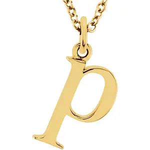 14K Gold Elegant Lowercase 'p' Initial Choker Necklace