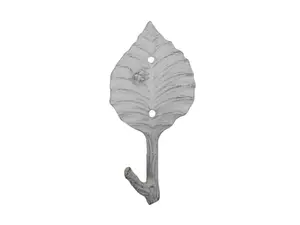 360 stand Decorative Metal Tree Branch Hangers, Rustic Heavyweight Whitewashed Cast Iron Hooks with Birch Tree Leaf Decoration, 5.5x1.5x3 in Handcrafted Wall Hanging for Rustic Country Living Home Decor, Decorative Hanging Decor, Earthy Hanging Decor
