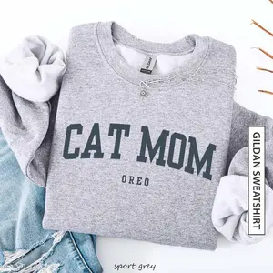 (Please Leave A Note or DM To Shop) Custom Cat Name Sweatshirt, Gift for Pet Parent Personalized Cat Mom Unisex Heavy Blend Gildan Sweatshirt - LORA ATCHER
