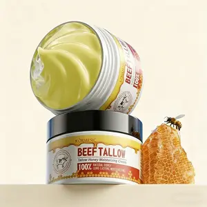 Raw Honey & Beef Tallow Nourishing Balm, Hydrating Moisturizer for Soft Glowing Skin, All-Natural Handmade Repair Cream, 4.23oz Rejuvenating Body Care shower tan