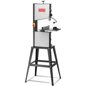 Benchtop Band Saw With Stand - 10-Inch Saw, Two-Speed 560 RPM And 1100 RPM, 370W (0.5HP) Motor, Metal Stand, Integrated Work Light, Fence And Miter Gauge, Suitable For Woodworking, Aluminum And Plastic