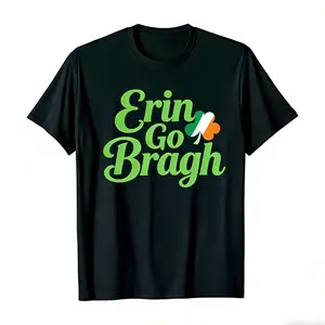 Erin Go Bragh - Irish Flag Shamrock Heritage St. Patrick's Day Tee For Men Women White Text Print, Machine Washable Humorous Gift for Men y2k  outfits  men time  tee  shirt  double print  Vintage Metalcore Tshirt