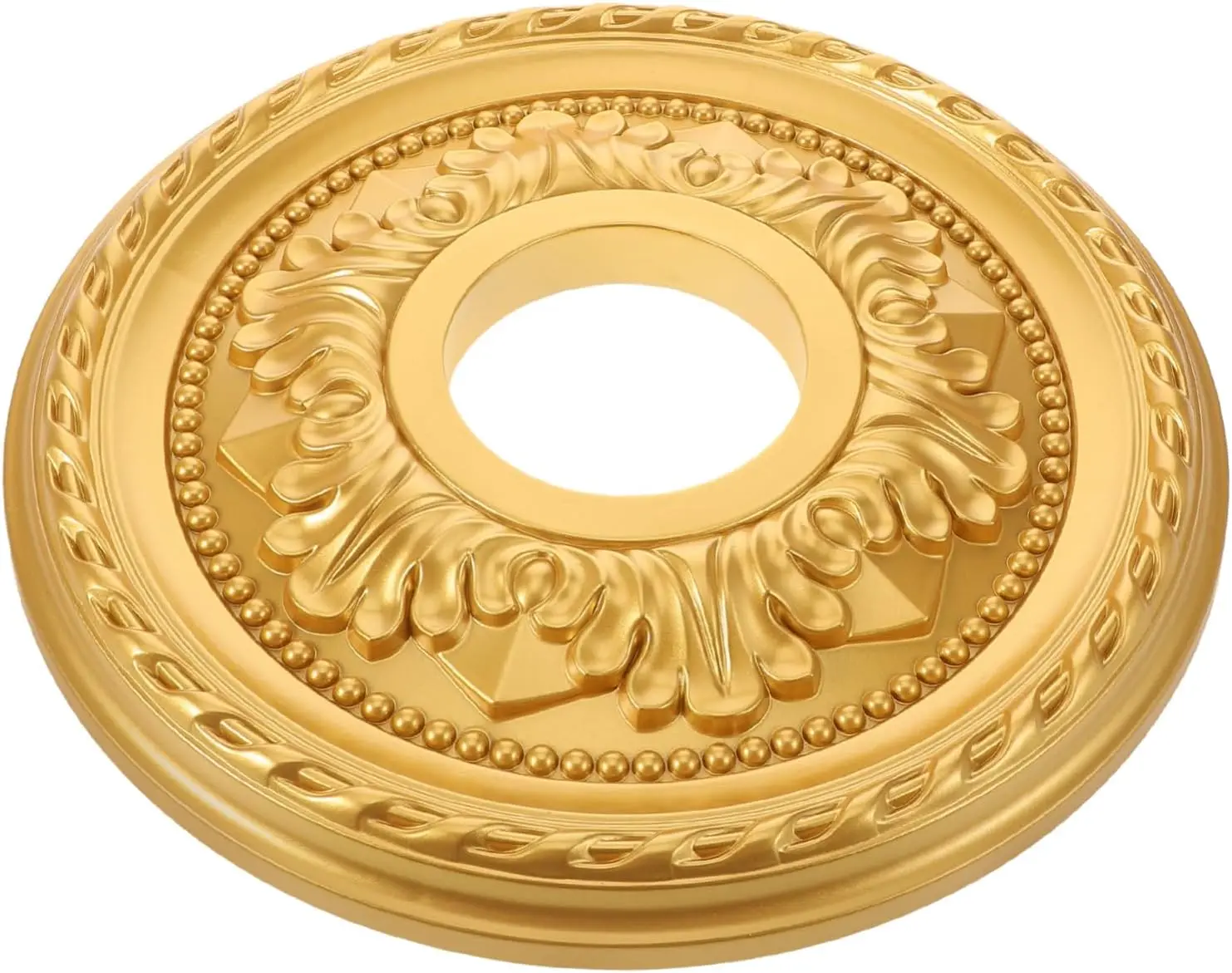 Gold PVC Ceiling Medallion for Light Fixtures Decorative Fan Medallion Round Design for Homes and Offices Ensures Even Illumination and Elegant Decor