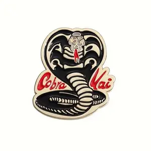 Cobra Kai Enamel Pin - Snake Design with Red Text "Cobra Kai"