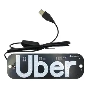 Uber LED Sign Light for Car, USB Powered Bright Rideshare Driver Windshield Indicator Lamp, Glow LED Light Sign for Car Dashboard - Easy Install, Night Visible