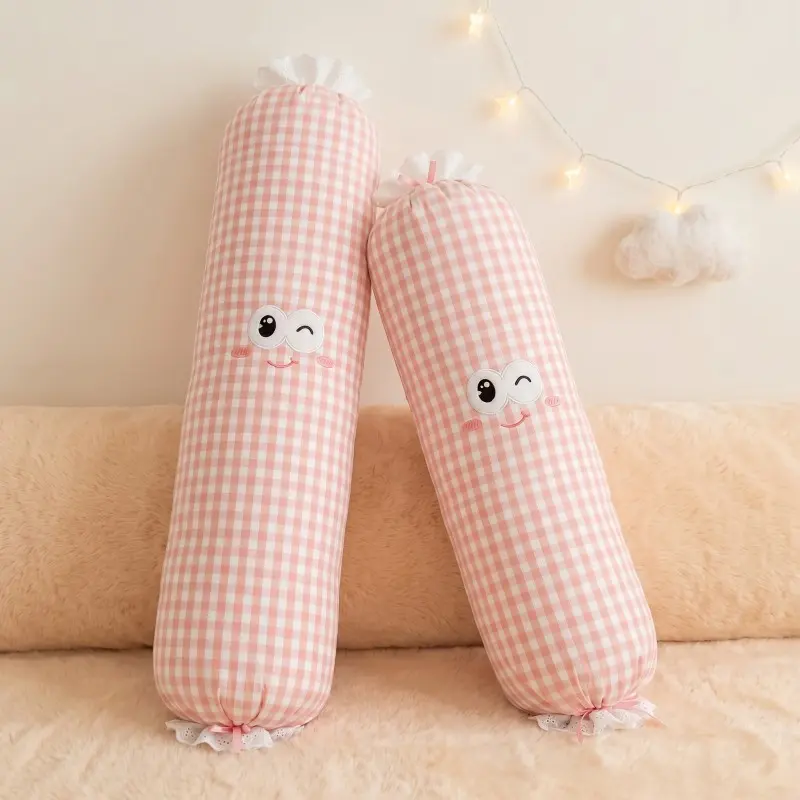 Instagram-style soft, fluffy pillow with lace trim; candy throw pillow; cute smiley face long pillow; removable and washable bed cushion—great gift