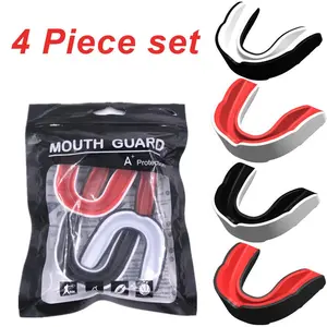 4-Pack Sports Mouth Guard Set – Boil & Bite Mouthguard Molding Boxing MMA Mouthguard, Shock-Absorbing Teeth Protector for Football, Basketball & Gym Training