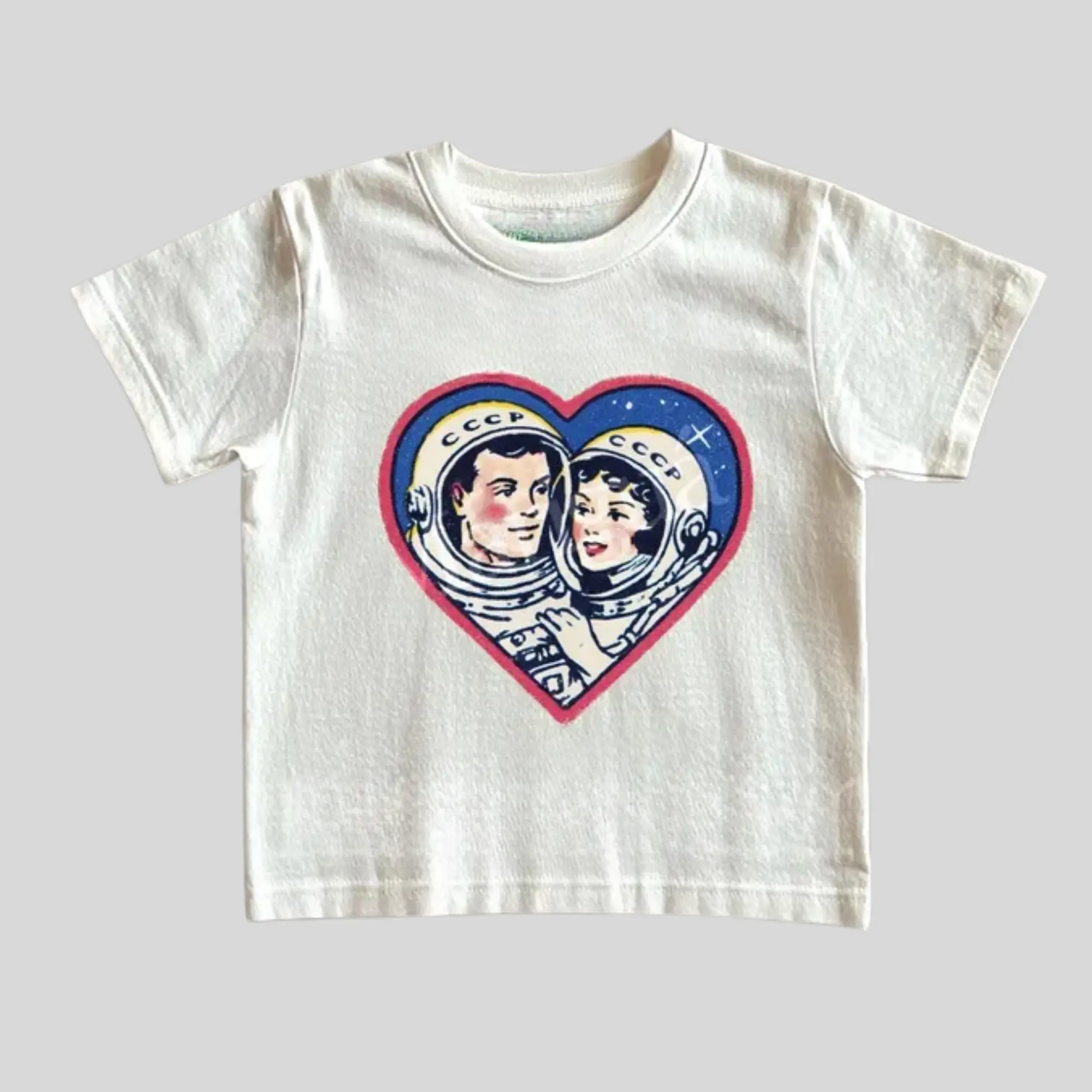 Vintage Astronauts Graphic Baby Tee, Retro 2000s CCCP Space Tshirt, Y2k Cosmic Tee