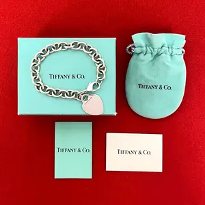 Pre-owned Tiffany & Co. Sterling Silver 925 (Ag925) Small Leather Goods Return to Heart Tag Silver Bracelet