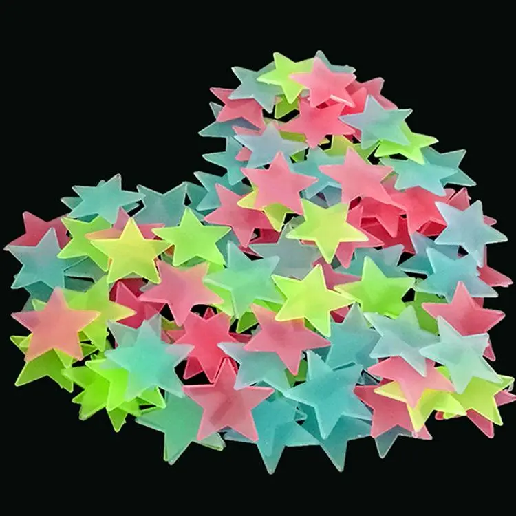 2 Pcs Colorful Glow in The Dark Stars Stickers for Ceiling Luminous Plastic Wall Decals Starry Sky Murals Bedroom Home Decorations Night Light DIY Wall Art Room Ceiling Decor