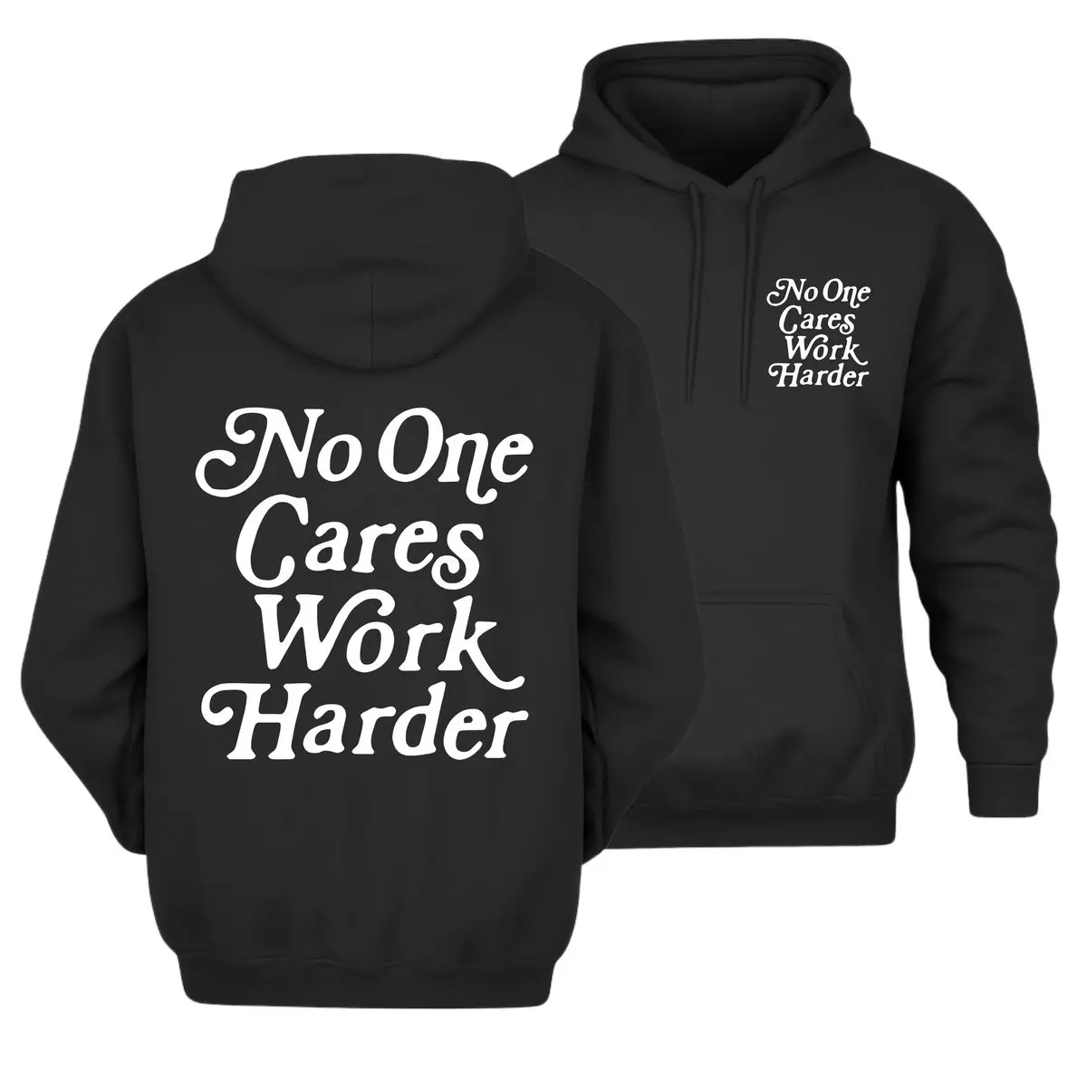 Work Harder Motivational Hoodie, Classic Graphic Gym Wear Pullover, Retro Success Mindset Unisex Hoodie