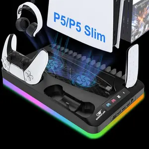 US Warehouse Charging Base Cooling Bracket for Dual PS5 Controller, Summer Fall Gift, Gaming Controller Vertical Stand Cooling Fan for PS5 Accessories, Summer Gaming Accessories, Cooling & Charging Station with Mini Fan, Accessories Cooling Station Game
