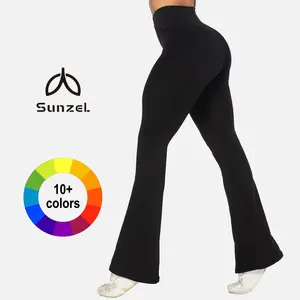 Sunzel Women's High-Rise Tummy Control Elastic Waist Fitness Tights - Comfortable, Stretchy, Seamless Flared Leg Pants for Gym, Everyday Wear with Summervibes Feel