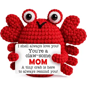 Gifts for Mom Mothers Birthday Positive Crochet Crab Emotional Crochet Animals Mini Handmade Birthday Gift for Mothers Day Decor Mama Mummy from Daughter Son