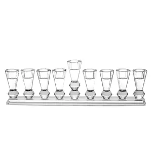Copa Judaica Menorah Crystal with Silver Crushed Stones