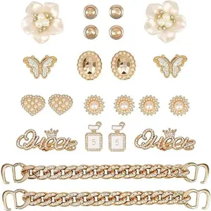 Momolove Bling Shoe Charms Girly Charms Bling Chain Shoes Accessories for Women Flower Clog Shoes Decoration Jewels Bling Cute Dcor for Girl Shoes Butterfly Jewelry Decorations for Party Favors Birthday Gifts Footwear Bedroom