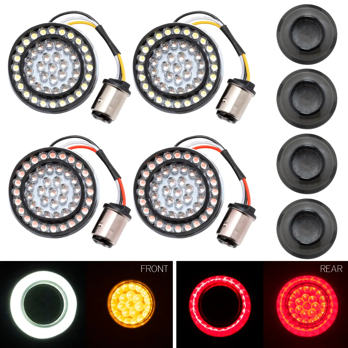 HOGWORKZ® HALOMAKER® LED Front & Rear Turn Signals for Harley-Davidson® | 1157 Base, Bullet Lens