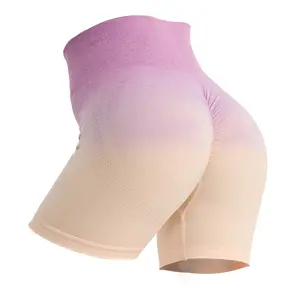 1pcs  Women's Gradient High Waist Seamless Yoga Shorts, Quick Dry Butt Lifting & Tummy Control Workout Shorts, Casual/Pilates/Cycling Multi-Purpose Sports Shorts