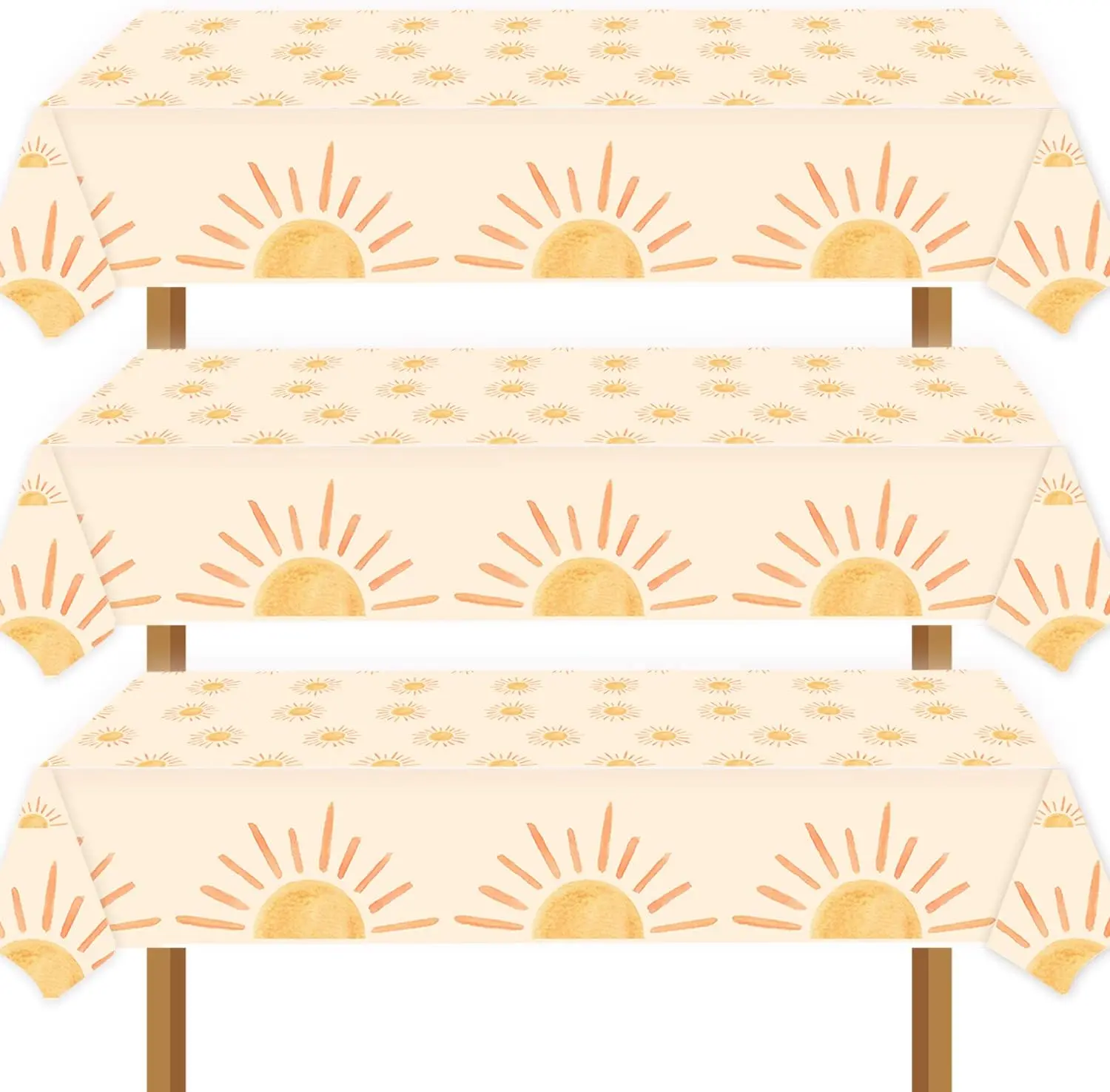 3pcs Boho Themed Sunshine Birthday Party Tablecloths Boho Party Decorations First Trip Inspired The Sun Birthday Decorations Boho Hippie Sunshine Sun Baby Shower Party Supplies Decorations