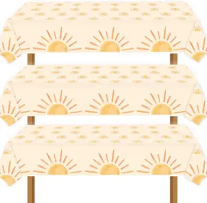 3pcs Boho Themed Sunshine Birthday Party Tablecloths Boho Party Decorations First Trip Inspired The Sun Birthday Decorations Boho Hippie Sunshine Sun Baby Shower Party Supplies Decorations