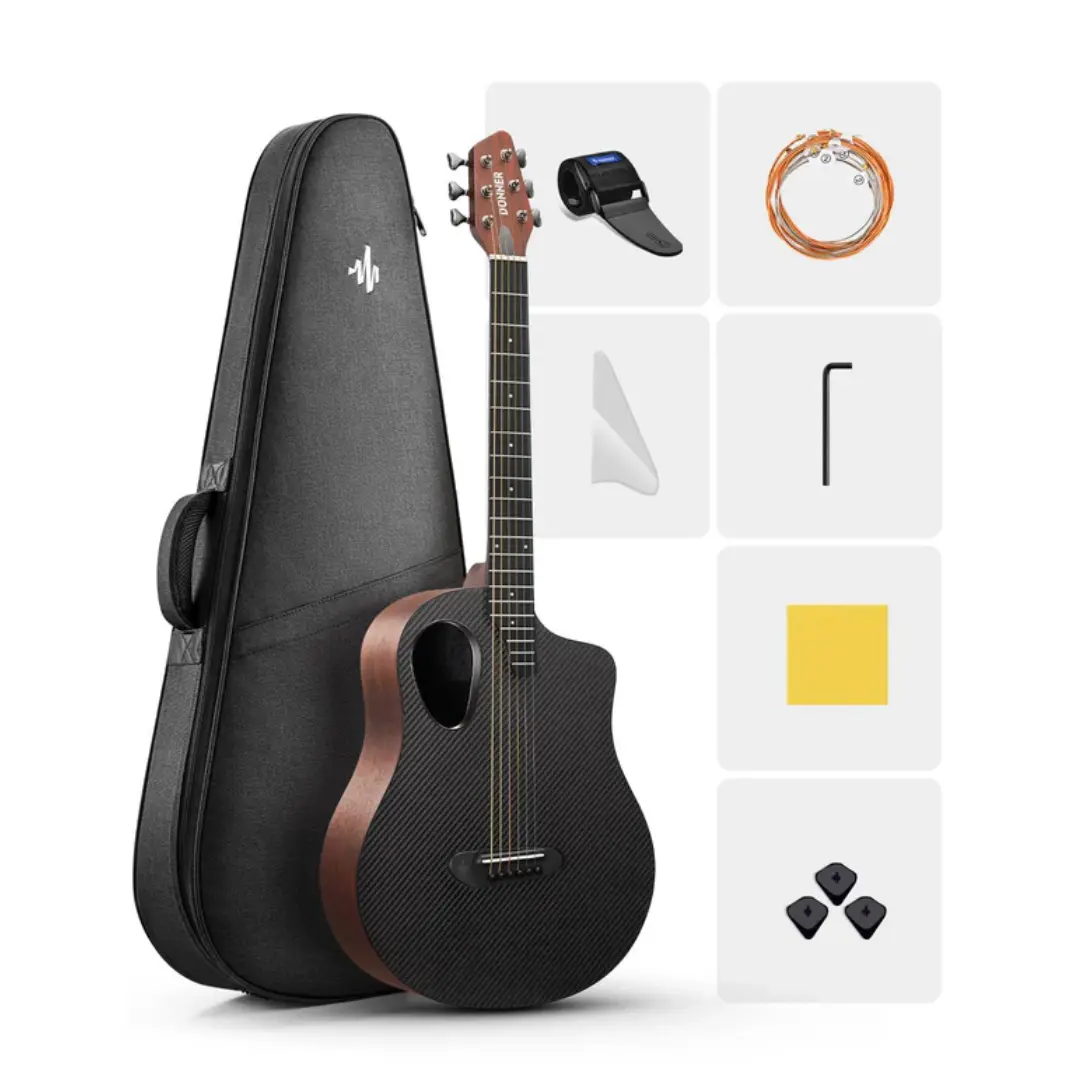 Donner RISING-G1 38-inch Carbon Fiber Wood Acoustic Travel Guitar, Compact for Camping, Road Trip Donner RISING-G1 38-inch Carbon Fiber Wood Acoustic Travel Guitar, Compact for Camping, Road Trip