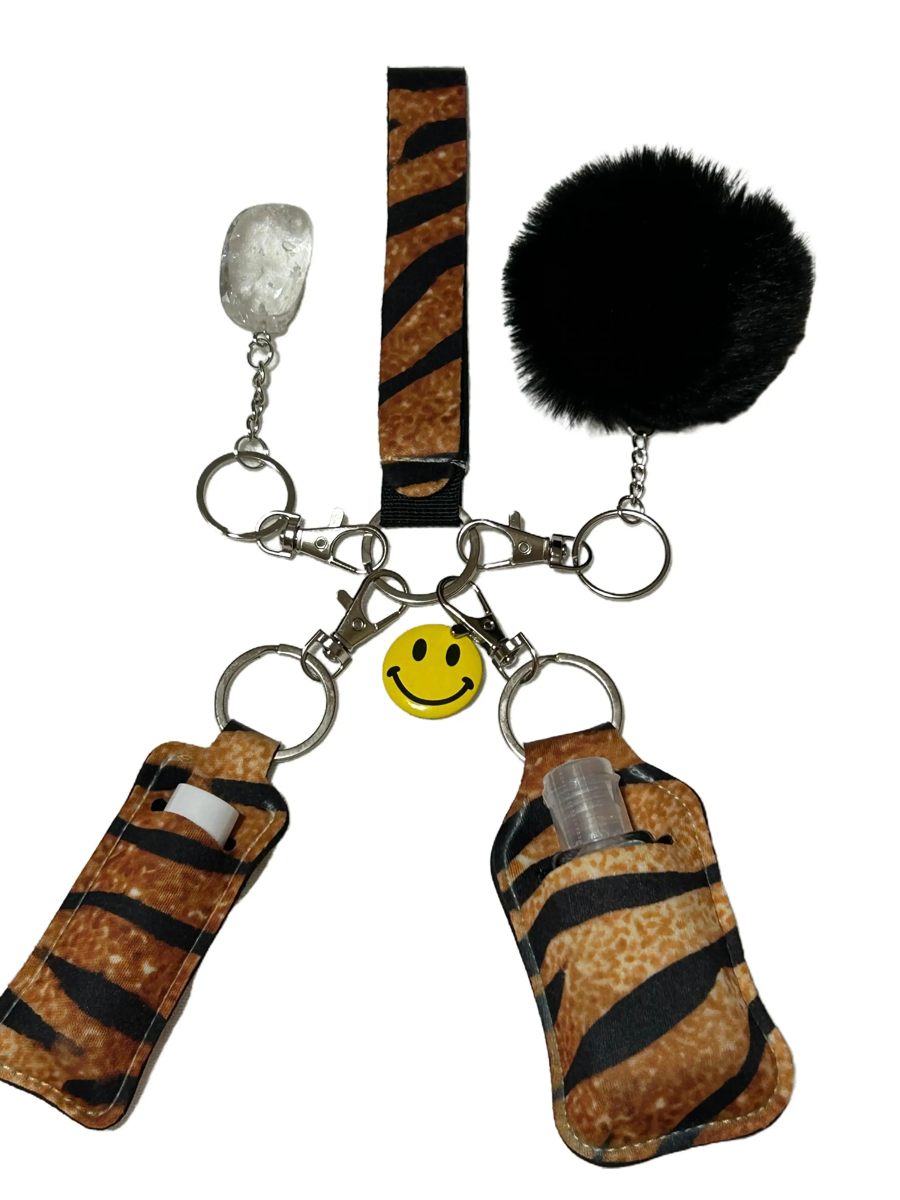 Fashion keychain set, Daily Use, Gold Tiger Stripes Design, Convenient, Stylish