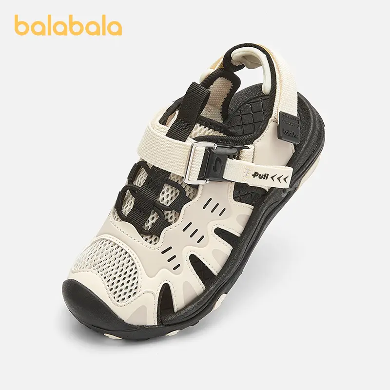 Balabala Boys' Fashionable Breathable Closed-Toe Sandals - 3-4 Years, Synthetic, Rugged, Adjustable Buckle Strap, Lightweight, Outdoor Casual Walking, Playground Use, Fashionable Breathable Sandals, Strapy Sandals