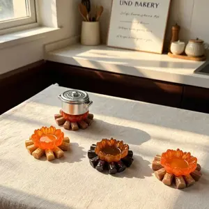 Miniature Fire Pit Base for Dollhouse Camping Scene, DIY Mini Food Playset Accessories, Decorative Fireplace and Pot Stand