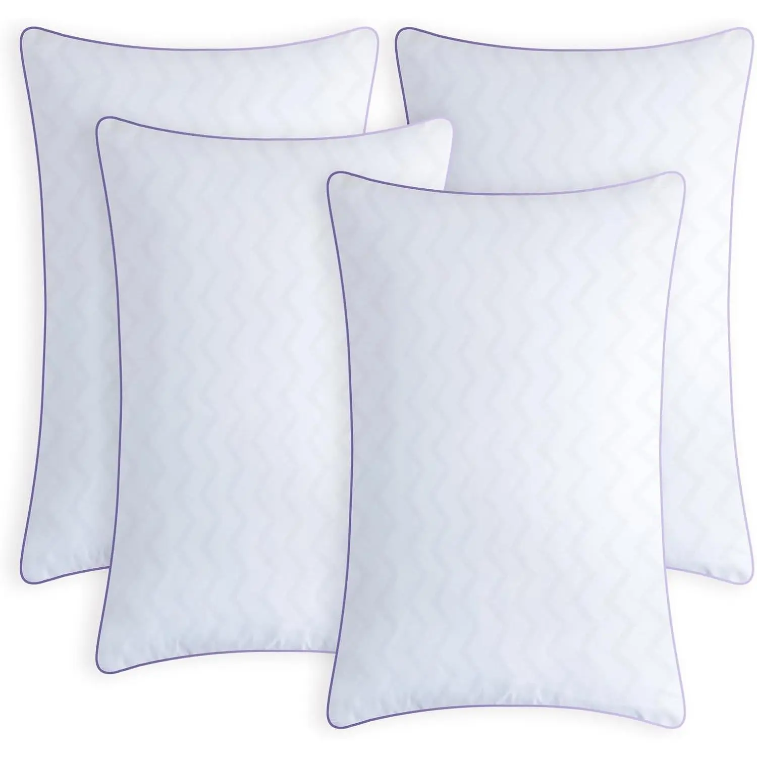 King Size Bed Pillows Set of 4 - Down Alternative Microfibre Pillows for Sleeping, Breathable Cover, Side/Back Sleepers, Machine Washable, Leave for 24 Hours to Fluff