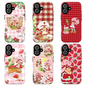 Strawberry Shortcake God Phone Case, Strawberry Tough Phone Case , Gift for her, Sweet, Retro, checker, stripes, christmas protective cover For iphone 17 pro case 16 max plus air 15 14 13 & For Samsung Galaxy S25 S24 Ultra Galaxy A15 A16 5G