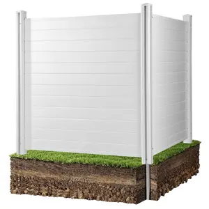 Two Panels Outdoor Privacy Screen, 50 X 50 Inches, Air Conditioner Fence With 27.6 Inch Ground Stakes, Pool Equipment Enclosure, Horizontal Vinyl Privacy Fence, Ideal For Trash Cans And A/C Units, White