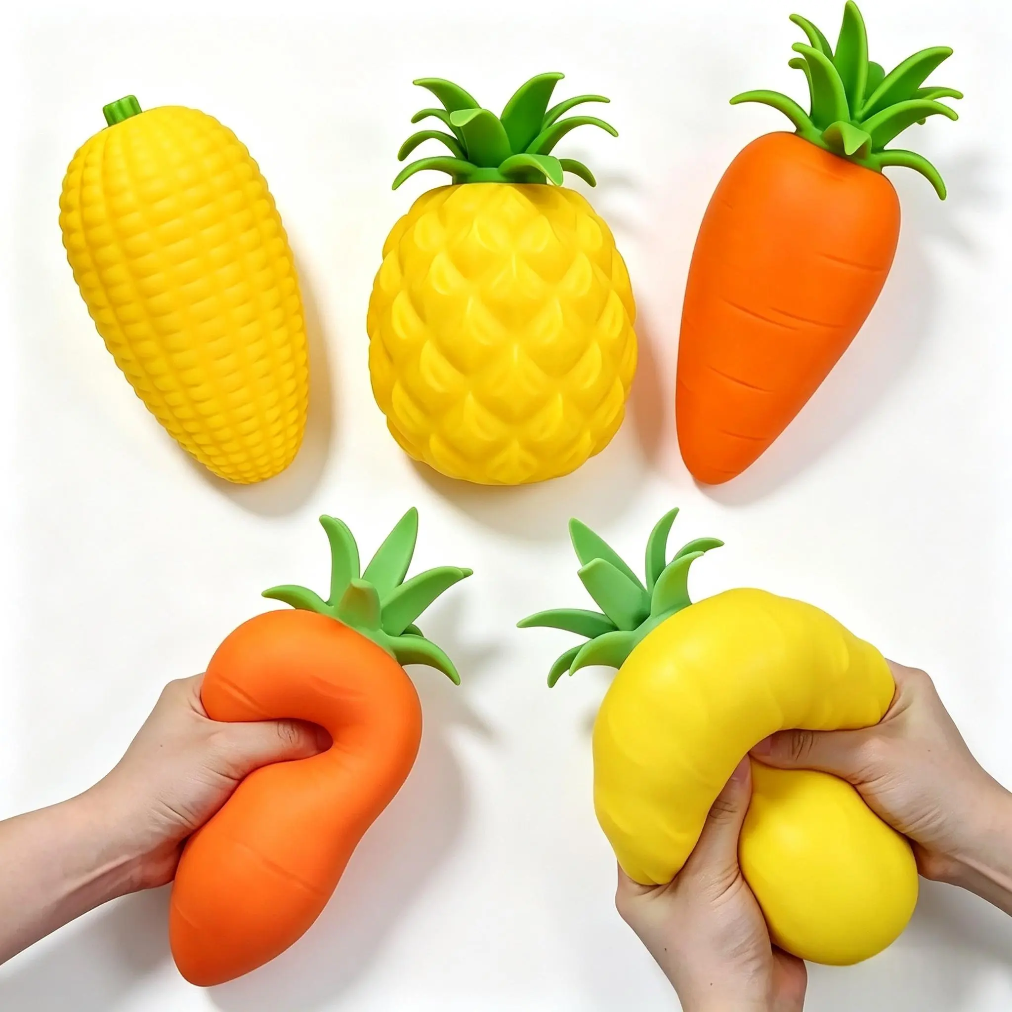 Pineapple Extra Large Squishy StressBall for Adults & Kids Ages 3+ - FruitFidget Toy for Stress Relief & SensoryPlay - Safe & Durable Non-ToxicMaterial - Dimensions: 7.68" x 5.32"