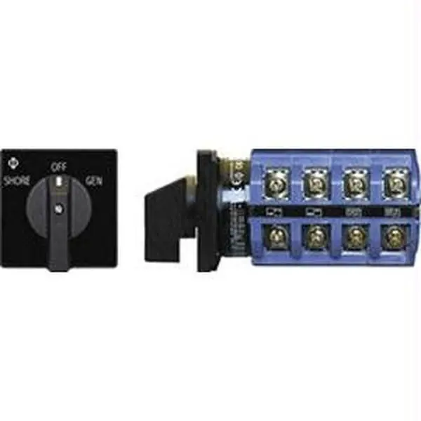 Blue Sea 6337 Industrial Double Pole Heavy Duty AC Switch - 120V, 30A, 2+ OFF Position, 600V AC Max, 0.16" Thick, Compact, Panel Fit, 1-Hand Op., Source Swap, UL Listed, Circuit Protection (Home Improvement Electrical Equipment & Supplies)