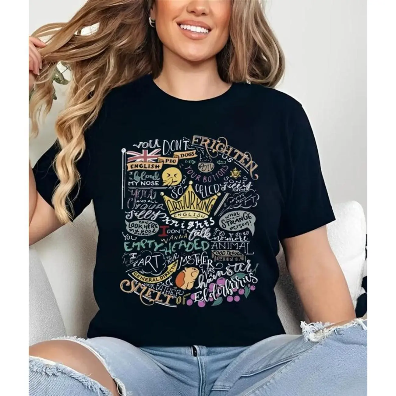 Monty Python French Castle Shirt, Mon Pytho Quotes Shirt, Unisex Short Sleeve Tee Shirt, Casual Clothing Y5D