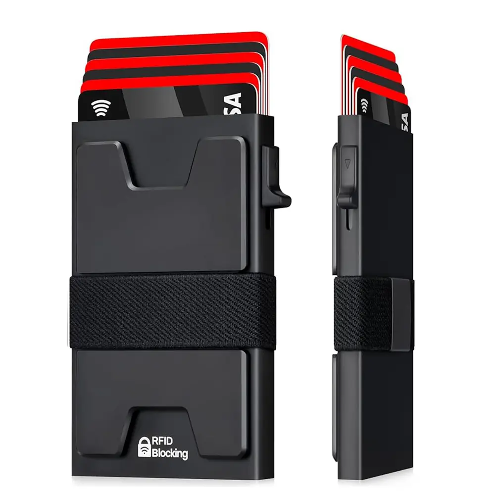Men's RFID Blocking Smart Pop-Up Wallet - Slim Front Pocket Cardholder with Multi-Functional Large Capacity Money Clip, Durable Expandable Backplate for Multiple Cards & Cash, Ideal Gift