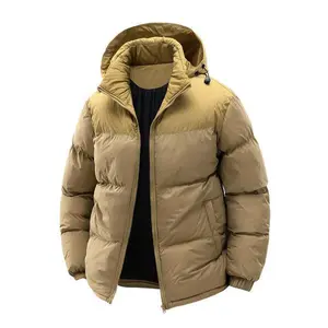 Men’s Thick Windproof Warm Color-Block Detachable Hooded Jacket | Autumn and Winter Cold-Weather Coat, Outdoor Winter Coat, Casual Zip-Up Jacket, Cozy Insulation, Durable Construction, Outer Jacket, Winter Clothing, Cold-Climate Apparel