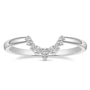 Female pear-shaped round cube bendable stackable engagement ring