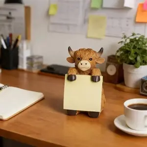 New Highland Cow Resin Pop-Up Note Dispenser Ornament, Desktop Decor for Office & Study, Unique Gift for Kids, Family, Friends