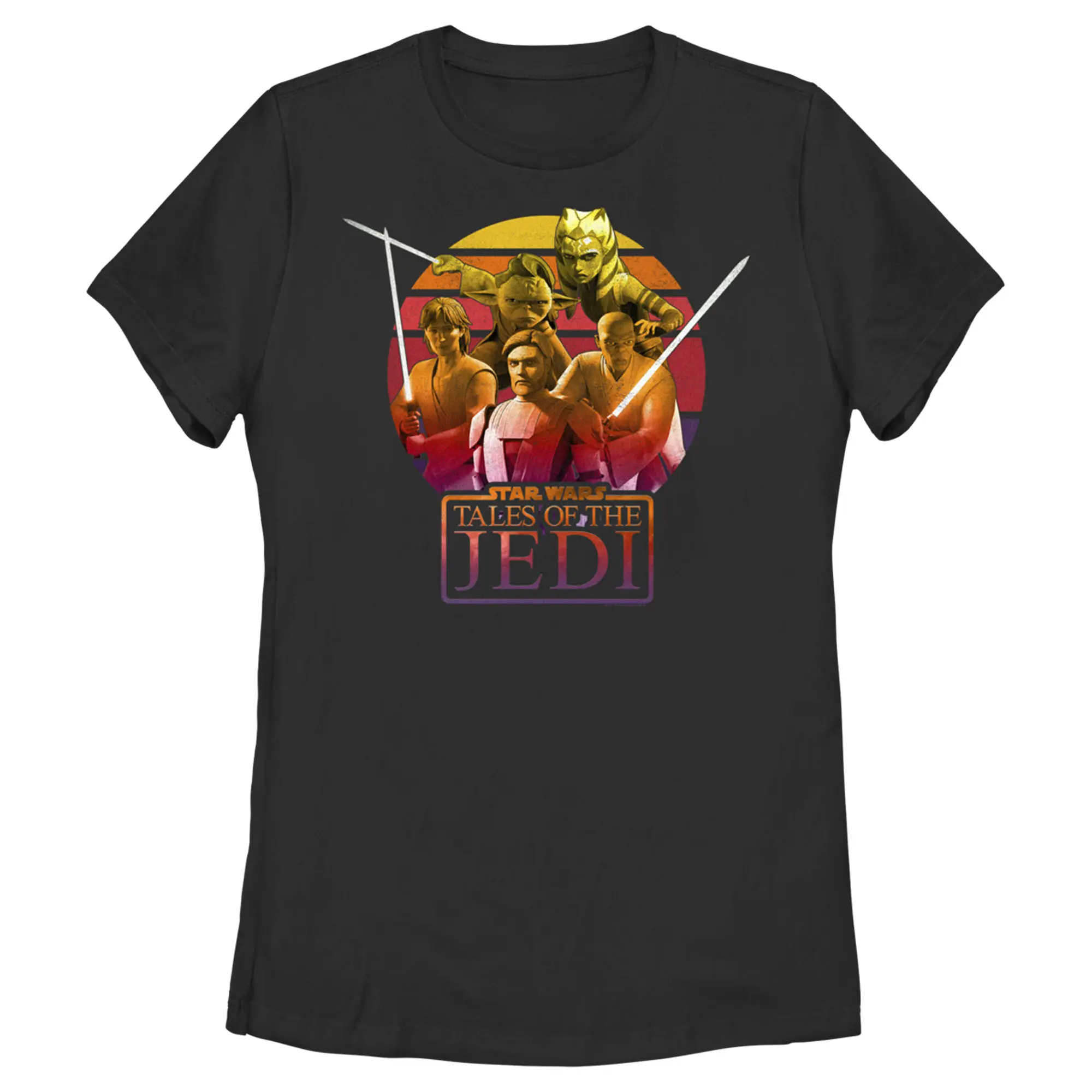 Women's Star Wars: Tales of the Jedi Graphic Fitted Cotton Crew Neck Short-Sleeve Tee, Casual Top