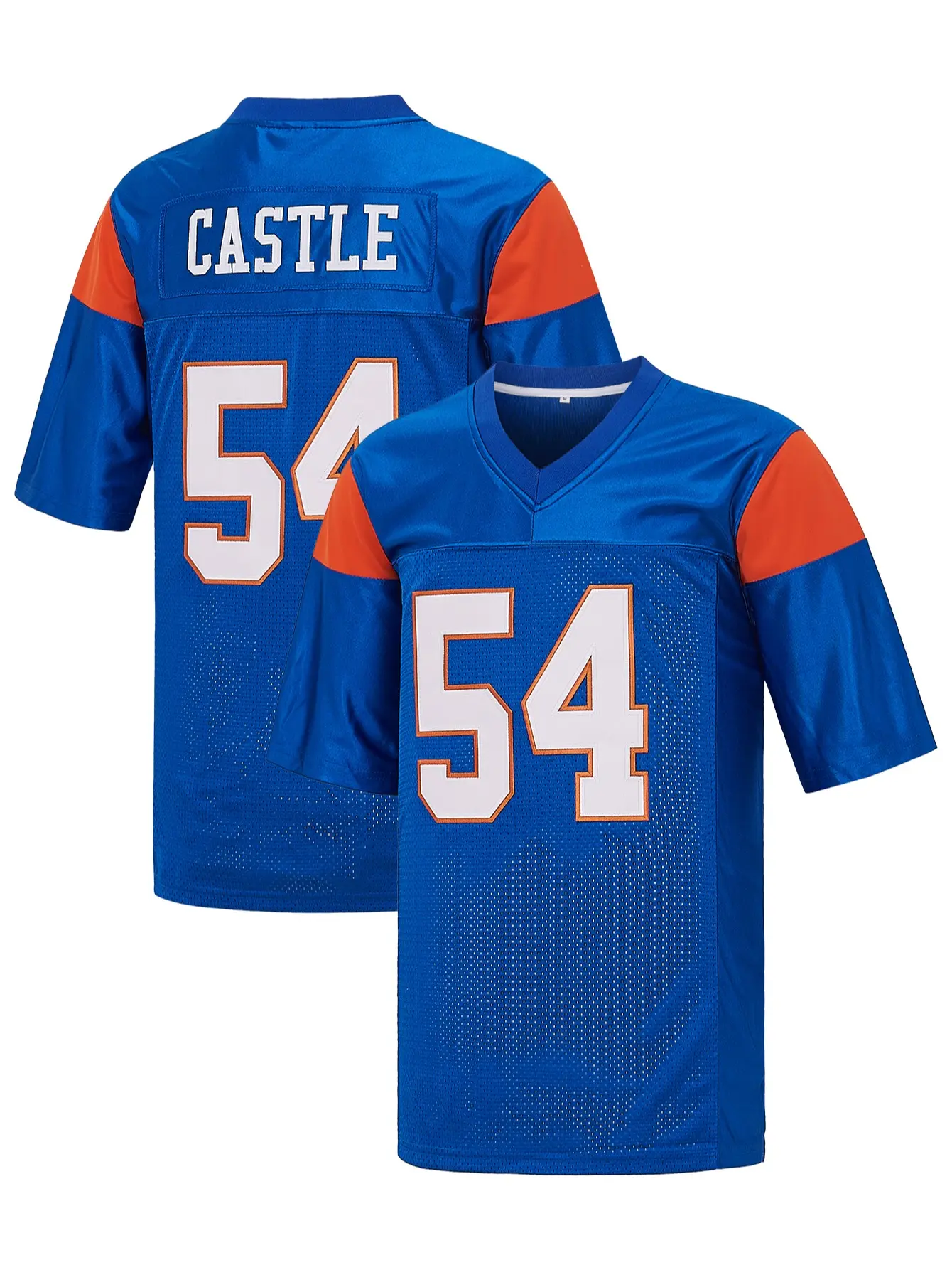 Men's Thad Castle #54 Blue Mountain State Retro Movie Football Jersey - Full Embroidery, Sporty Chic, Breathable Mesh, Loose Cut Uniform for American Football Match/Training