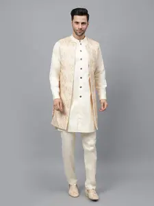 Ethnic Off-white long jacket with floral embroidery | Wedding and Social wear