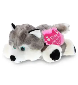 DOLLIBU Polyester Soft Plush Floppy Look Husky Figure - Heart Stuffed Toy for Mother's Day
