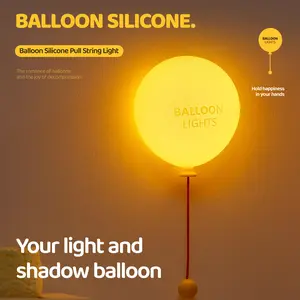 Pinku Silicone Balloon Nursery Night Light for Wall - Tap Control Dimmable Warm LED, Pull String Cord, Eye-Caring Bedside Lamp for Baby & Toddler