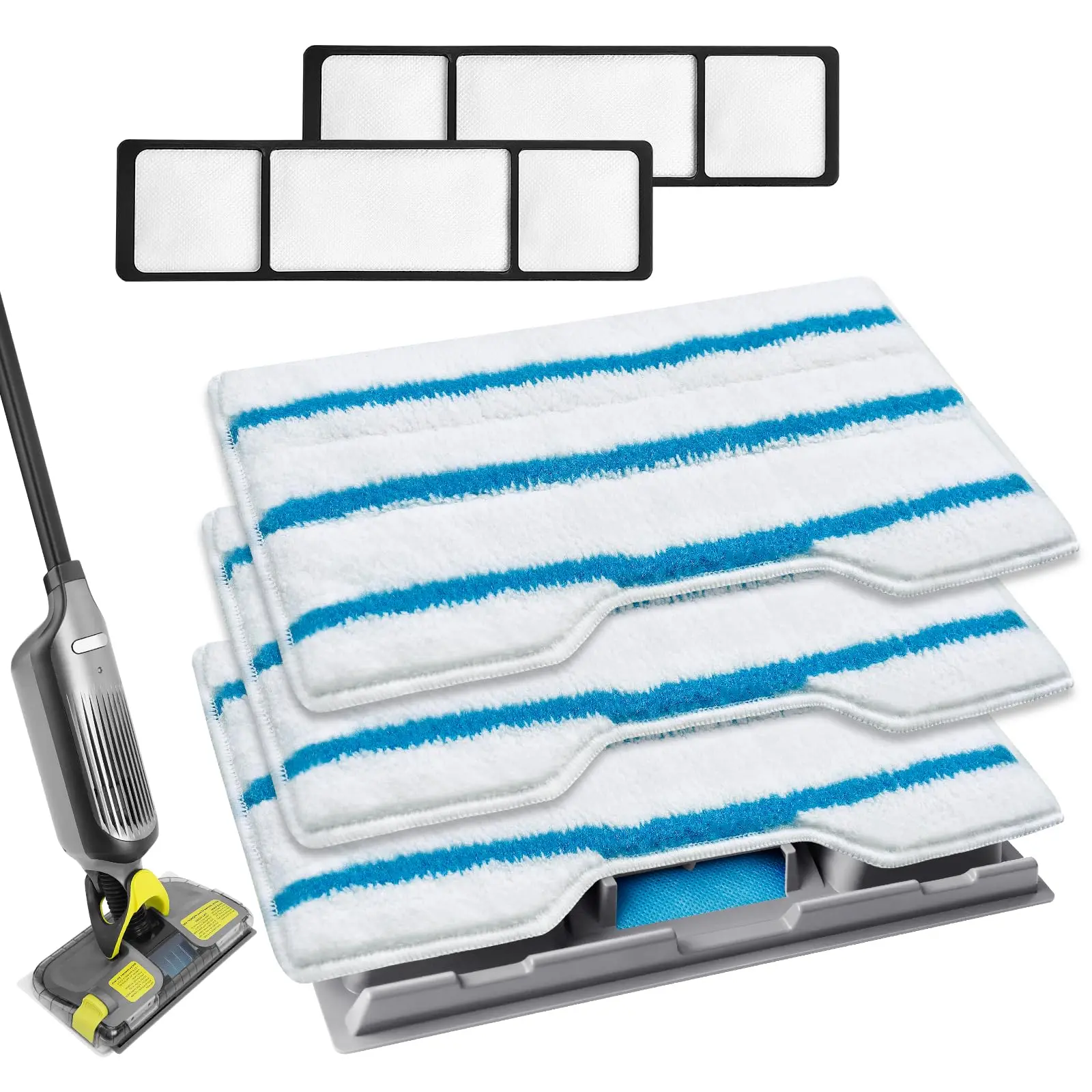 KEEPOW Reusable Mop Pads Refills, Vacmop Replacement Pads Compatible with Shark Vac Mop VM252 VM200 VC205 VM250 /QM250 VM190 VM200P12, Hardwood Floor Mop Pad with Upgraded Dirt Chamber
