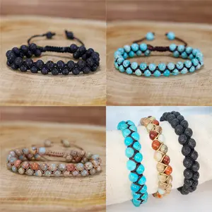 Handmade Bracelets | 0.2inch(6mm) Healing Natural Stone Bracelets | Beads Bracelets | Energy Gemstone Bracelets| Braided Beads Strand Bracelets