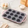 12-Cup Food Grade Nonstick Silicone Muffin Pan Bakeware - Stainless Steel Reinforced Frame, Heat-Resistant Hanging Reusable Mold, Oven-Safe Up to 446°F for Bakes, Dishwasher-Safe Multi-Use Baking Tools, Nonstick Cupcake Pans for Family Portioned Snacks